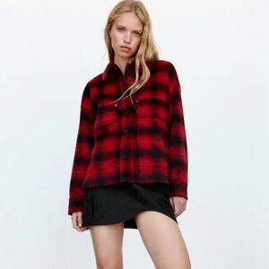 Zara Red and Black Plaid Jacket